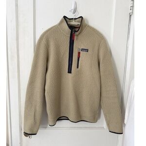 Patagonia Mens Retro Pile Quarter Zip Fleece Pullover Tan Beige Small STY22811